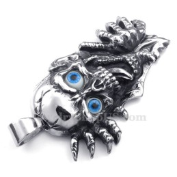Halskette Mit Totenkopf-Anhänger Aus Titan Mit Blauen Augen (Kostenlose Kette)