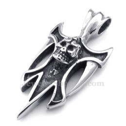 Halskette Mit Totenkopf-Anhänger Aus Titan (Kostenlose Kette)