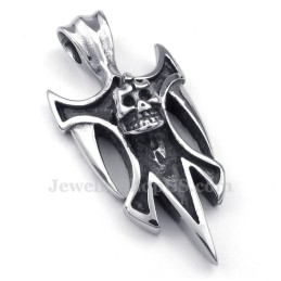 Halskette Mit Totenkopf-Anhänger Aus Titan (Kostenlose Kette)