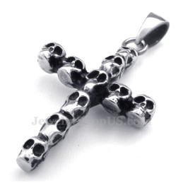 Halskette Mit Kreuzanhänger Aus Titan Mit Totenkopfmotiv (Inkl. Kette)