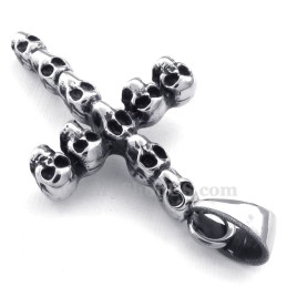 Halskette Mit Kreuzanhänger Aus Titan Mit Totenkopfmotiv (Inkl. Kette)