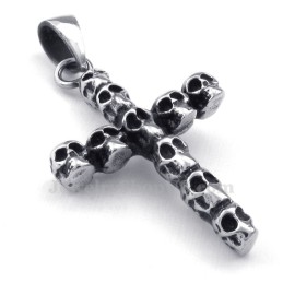 Halskette Mit Kreuzanhänger Aus Titan Mit Totenkopfmotiv (Inkl. Kette)