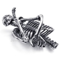 Halskette Mit Totenkopf-Anhänger Aus Titan (Kostenlose Kette)