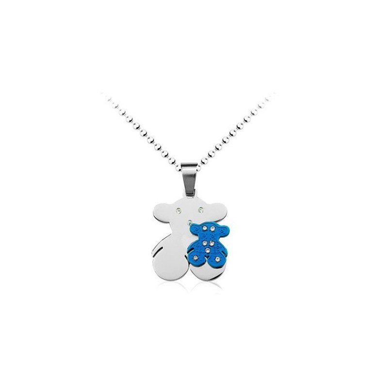 Sweetheart Blauer Und Silberner Tous Titanium-Anhänger – Kostenlose Kette Sweetheart Blauer Und Silberner Tous Titanium-Anhänger – Kostenlose Kette