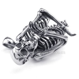 Halskette Mit Totenkopf-Anhänger Aus Titan (Kostenlose Kette)