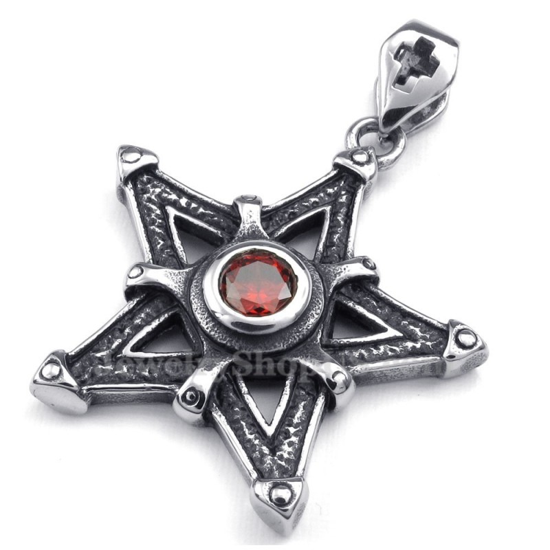 Halskette Mit Sternanhänger Aus Titan Mit Rotem Zirkonia (Inkl. Kette) Halskette Mit Sternanhänger Aus Titan Mit Rotem Zirkonia (Inkl. Kette)