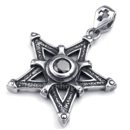 Halskette Mit Sternanhänger Aus Titan Mit Schwarzem Zirkonia (Inkl. Kette)