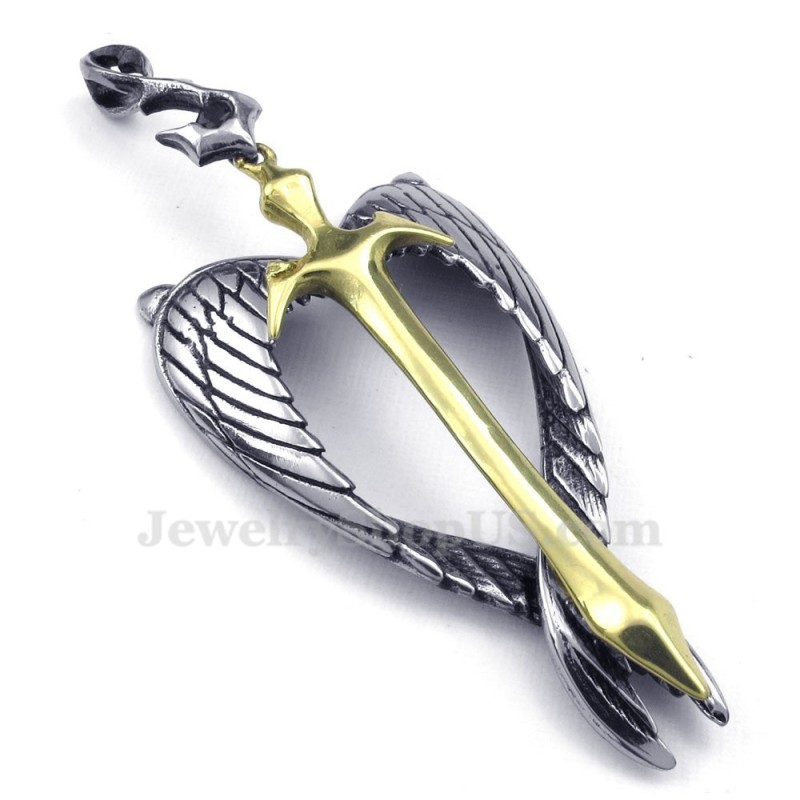 Halskette Mit Kreuzanhänger „Wings“ Aus Titan Und Gold (Kostenlose Kette) Halskette Mit Kreuzanhänger „Wings“ Aus Titan Und Gold (Kostenlose Kette)
