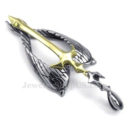 Halskette Mit Kreuzanhänger „Wings“ Aus Titan Und Gold (Kostenlose Kette)