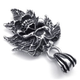 Halskette Mit Totenkopf-Anhänger Aus Titan Mit Baumblatt (Kostenlose Kette)