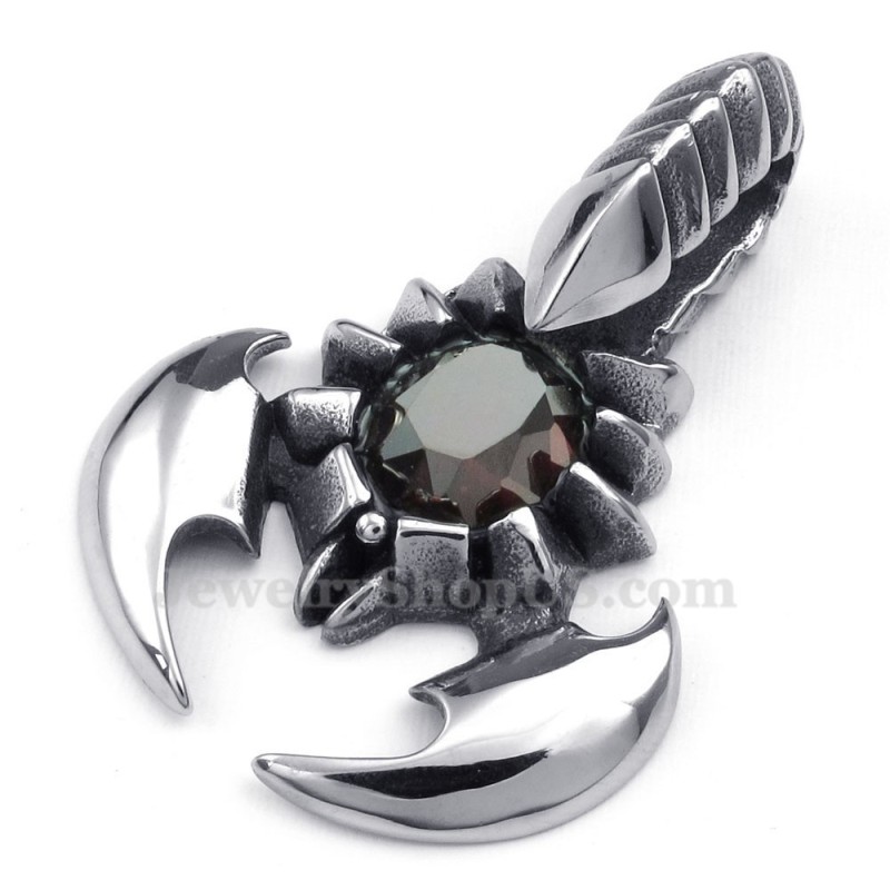 Halskette Mit Skorpion-Anhänger Aus Titan Mit Rotem Zirkonia (Kostenlose Kette) Halskette Mit Skorpion-Anhänger Aus Titan Mit Rotem Zirkonia (Kostenlose Kette)