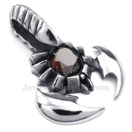 Halskette Mit Skorpion-Anhänger Aus Titan Mit Rotem Zirkonia (Kostenlose Kette)
