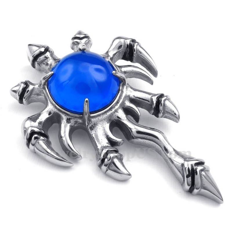 Halskette Mit Klauenanhänger Aus Titan Mit Blauem Zirkonia (Kostenlose Kette) Halskette Mit Klauenanhänger Aus Titan Mit Blauem Zirkonia (Kostenlose Kette)
