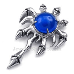 Halskette Mit Klauenanhänger Aus Titan Mit Blauem Zirkonia (Kostenlose Kette)