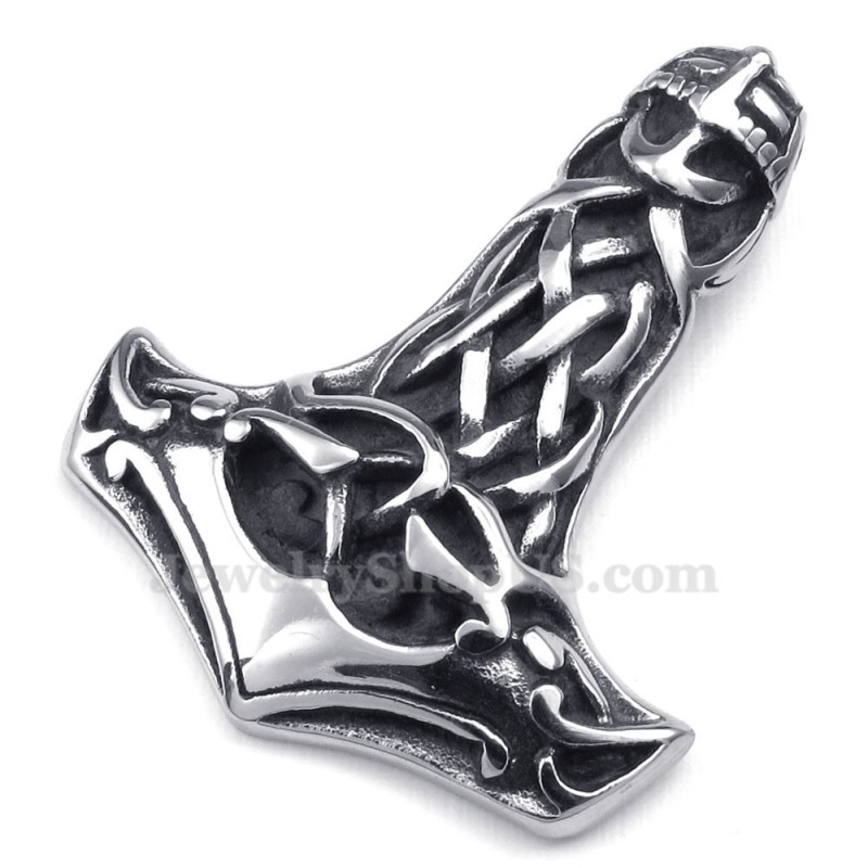 Halskette Mit Thorshammer-Anhänger Aus Titan Mit Totenkopf (Inklusive Kette) Halskette Mit Thorshammer-Anhänger Aus Titan Mit Totenkopf (Inklusive Kette)