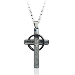 Herren-Anhänger Mit Bibelkreuz Aus Schwarzem Titan, Inklusive Kette