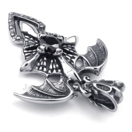 Halskette Mit Flugsaurier-Anhänger Aus Titan Mit Schwarzem Zirkon (Kostenlose Kette)