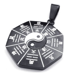 Schwarze Halskette Mit Titan-Anhänger „Acht Diagramme“ (Kostenlose Kette)