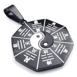 Schwarze Halskette Mit Titan-Anhänger „Acht Diagramme“ (Kostenlose Kette)