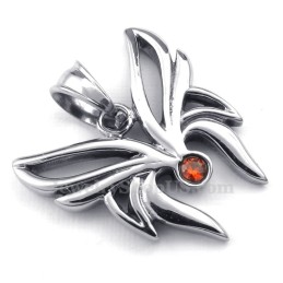 Halskette Mit Schmetterlingsanhänger Aus Titan Mit Rotem Zirkonia (Kostenlose Kette)