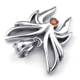 Halskette Mit Schmetterlingsanhänger Aus Titan Mit Rotem Zirkonia (Kostenlose Kette)