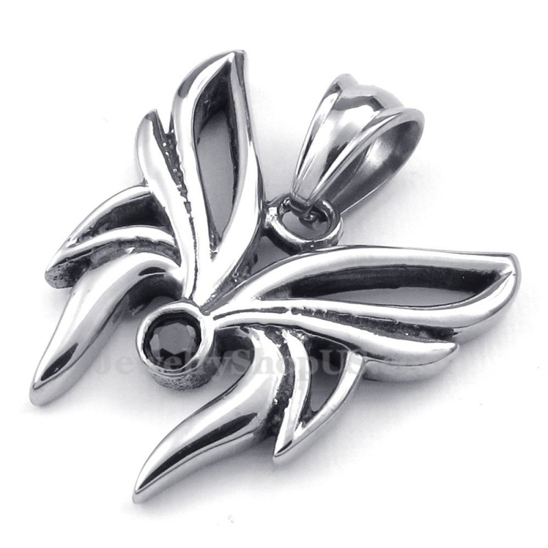 Halskette Mit Schmetterlingsanhänger Aus Titan Mit Schwarzem Zirkonia (Kostenlose Kette) Halskette Mit Schmetterlingsanhänger Aus Titan Mit Schwarzem Zirkonia (Kostenlose Kette)
