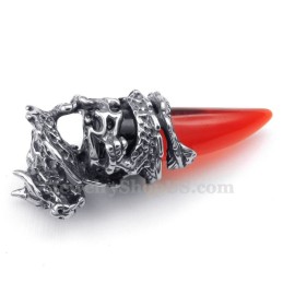Halskette Mit Drachenzahn-Anhänger Aus Rotem Titan (Kostenlose Kette)