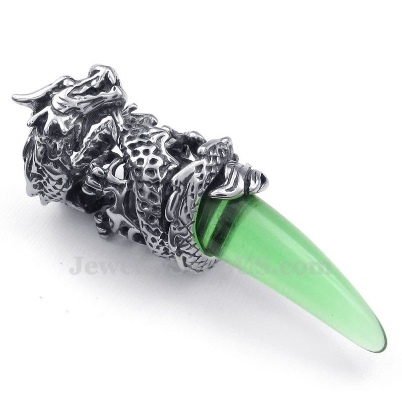 Halskette Mit Drachenzahn-Anhänger Aus Grünem Titan (Kostenlose Kette) Halskette Mit Drachenzahn-Anhänger Aus Grünem Titan (Kostenlose Kette)
