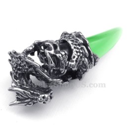 Halskette Mit Drachenzahn-Anhänger Aus Grünem Titan (Kostenlose Kette)