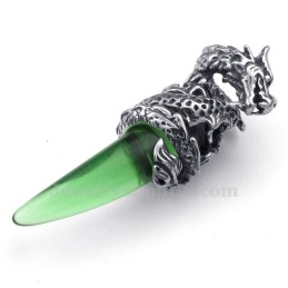 Halskette Mit Drachenzahn-Anhänger Aus Grünem Titan (Kostenlose Kette)