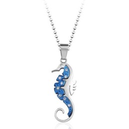 Neuer Blauer Hippocampus-Anhänger Aus Titan Mit Diamanten – Kostenlose Kette