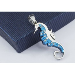 Neuer Blauer Hippocampus-Anhänger Aus Titan Mit Diamanten – Kostenlose Kette