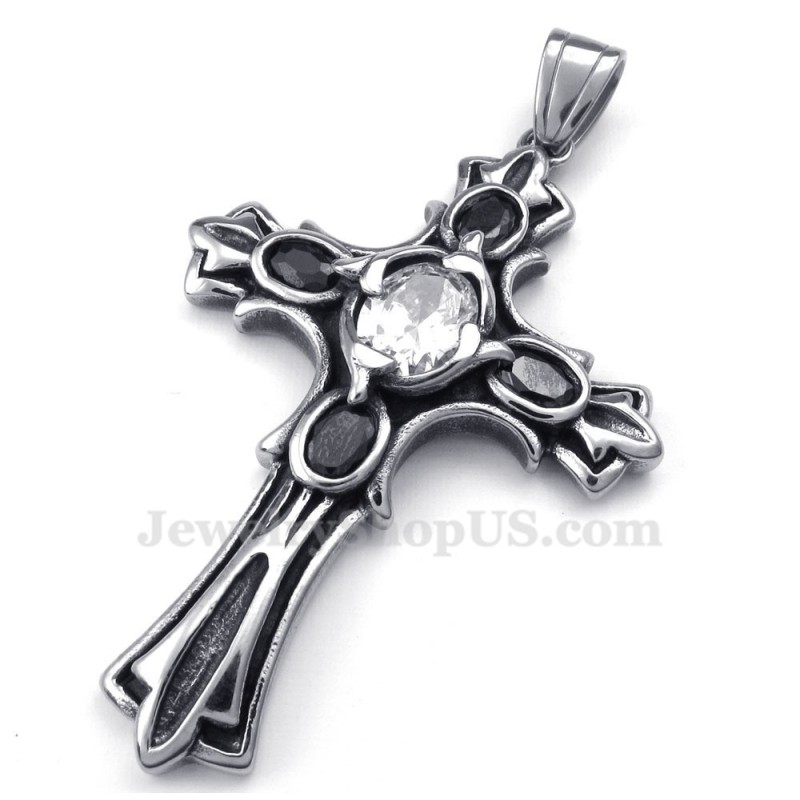Halskette Mit Kreuzanhänger Aus Titan Mit Weißem Zirkonia (Inkl. Kette) Halskette Mit Kreuzanhänger Aus Titan Mit Weißem Zirkonia (Inkl. Kette)
