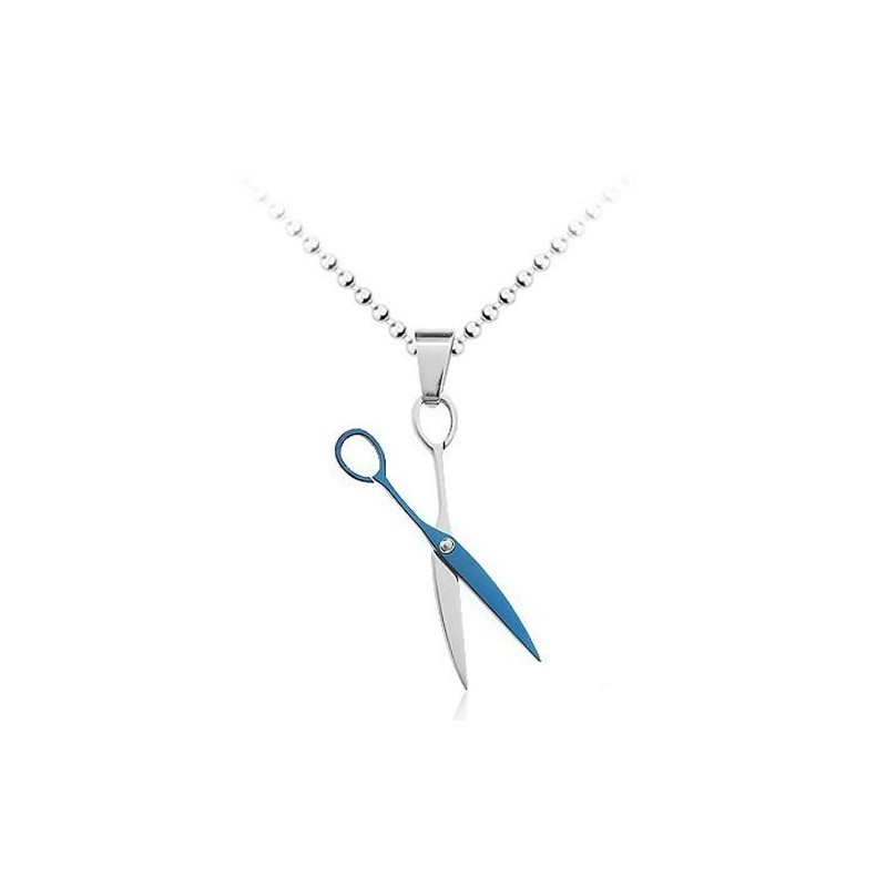Blauer Scheren-Modeanhänger Aus Titan – Kostenlose Kette Blauer Scheren-Modeanhänger Aus Titan – Kostenlose Kette