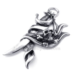 Halskette Mit Totenkopf-Messeranhänger Aus Titan (Kostenlose Kette)