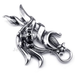 Halskette Mit Totenkopf-Messeranhänger Aus Titan (Kostenlose Kette)