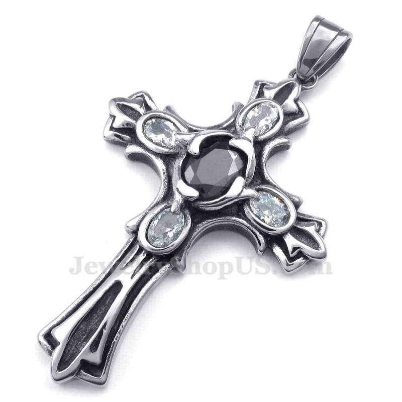 Halskette Mit Kreuzanhänger Aus Zirkonia Und Titan (Inkl. Kette) Halskette Mit Kreuzanhänger Aus Zirkonia Und Titan (Inkl. Kette)
