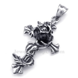 Halskette Mit Kreuzanhänger Aus Titan Mit Schwarzer Dracheperle (Inklusive Kette)