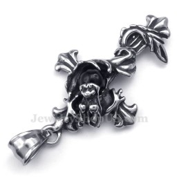 Halskette Mit Kreuzanhänger Aus Titan Mit Schwarzer Dracheperle (Inklusive Kette)