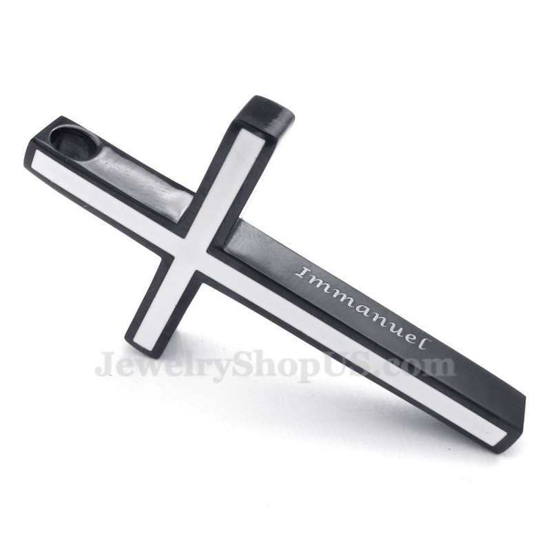 Schlichte Halskette Mit Kreuzanhänger Aus Titan In Schwarz Und Weiß (Inkl. Kette) Schlichte Halskette Mit Kreuzanhänger Aus Titan In Schwarz Und Weiß (Inkl. Kette)