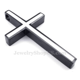 Schlichte Halskette Mit Kreuzanhänger Aus Titan In Schwarz Und Weiß (Inkl. Kette)