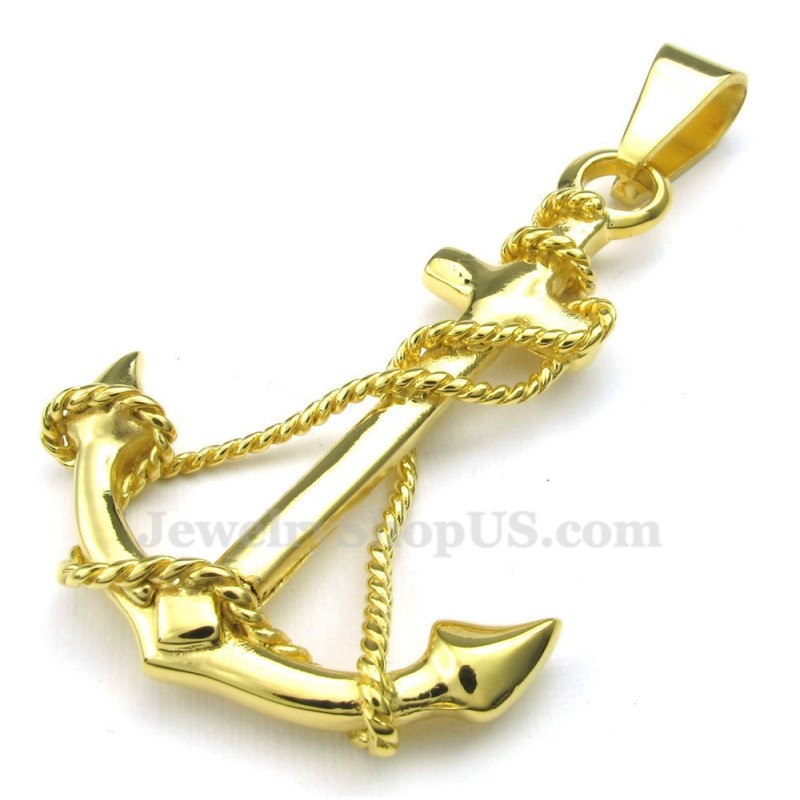 Halskette Mit Ankeranhänger Aus Titan Und Gold (Kostenlose Kette) Halskette Mit Ankeranhänger Aus Titan Und Gold (Kostenlose Kette)