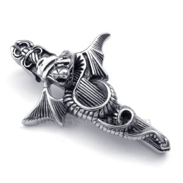 Halskette Mit Schwertanhänger Aus Titan Mit Flugsaurier (Kostenlose Kette)