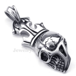 Halskette Mit Totenkopf-Anhänger Aus Titan Mit Kaiserkrone (Inklusive Kette)
