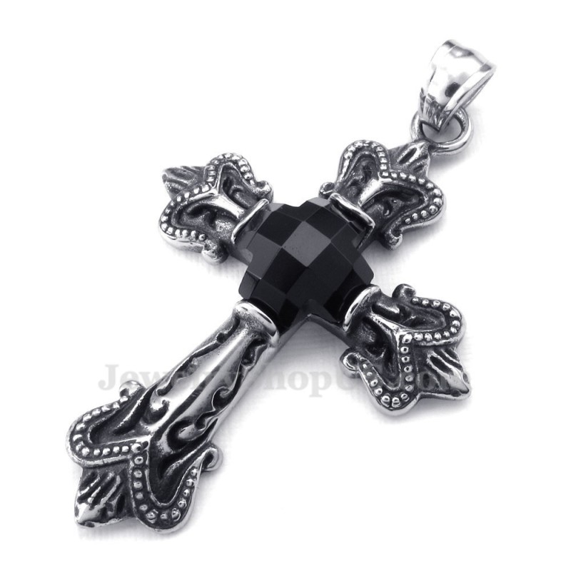 Halskette Mit Titan-Anhänger Und Kreuz Aus Schwarzem Zirkonia (Inkl. Kette) Halskette Mit Titan-Anhänger Und Kreuz Aus Schwarzem Zirkonia (Inkl. Kette)