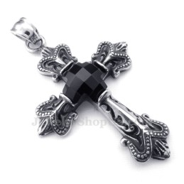 Halskette Mit Titan-Anhänger Und Kreuz Aus Schwarzem Zirkonia (Inkl. Kette)