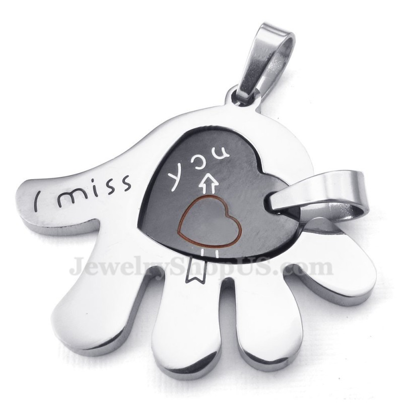 Titan-Halskette Mit Herz-Handanhänger Für Paare (Kostenlose Kette) (Ein Paar) Titan-Halskette Mit Herz-Handanhänger Für Paare (Kostenlose Kette) (Ein Paar)