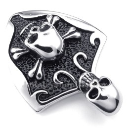Halskette Mit Totenkopf-Anhänger Aus Titan (Kostenlose Kette)