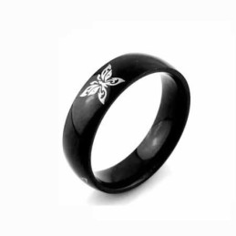 Butterfly Herrenring Aus Schwarzem Titan, 6 Mm