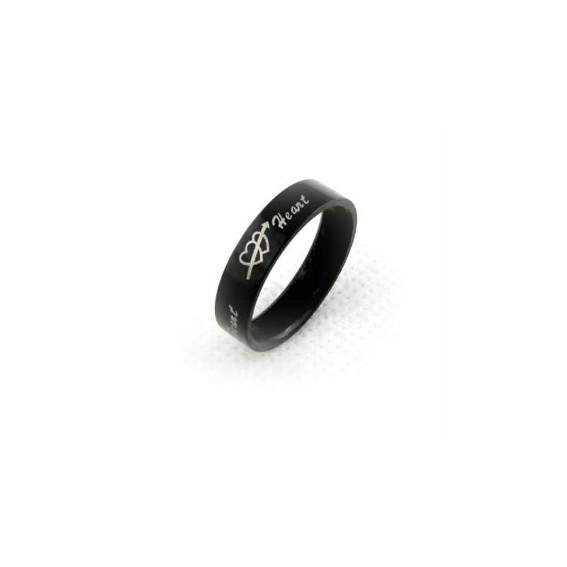 Ein Pfeil-Piercing Durch Zwei Herzen, 6 Mm, Schwarzer Titanring Für Herren Ein Pfeil-Piercing Durch Zwei Herzen, 6 Mm, Schwarzer Titanring Für Herren